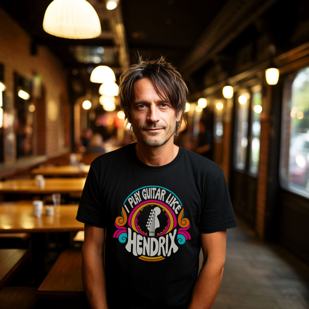 "I Play Guitar Like HENDRIX" Psychedelic Unisex Tee - Flip Your Ax!