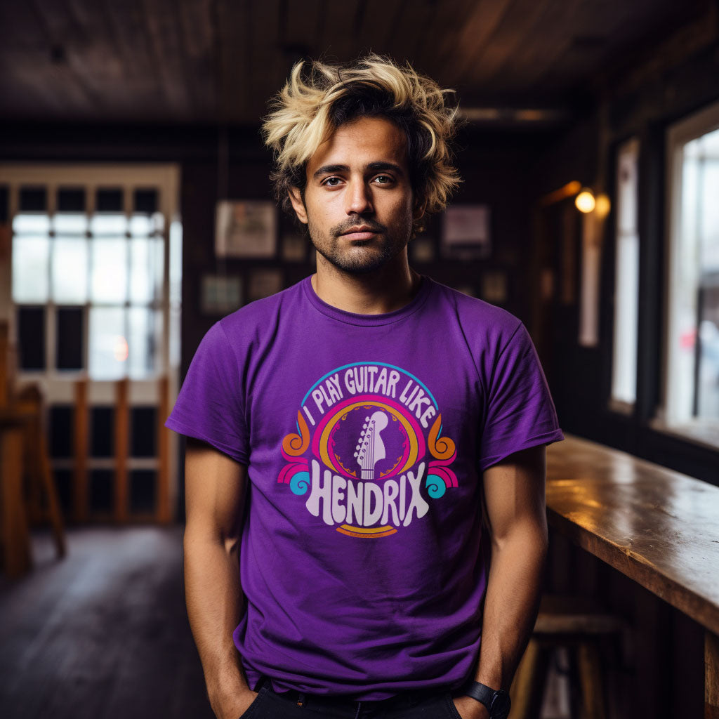 "I Play Guitar Like HENDRIX" Psychedelic Unisex Tee - Flip Your Ax!