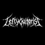 White spiky metal-style logo text reading 'LeftyGuitarist' centered on a solid black background.
