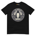 Black unisex T-shirt featuring a circular graphic with "I Play Guitar Like Iommi" and a guitar headstock silhouette.